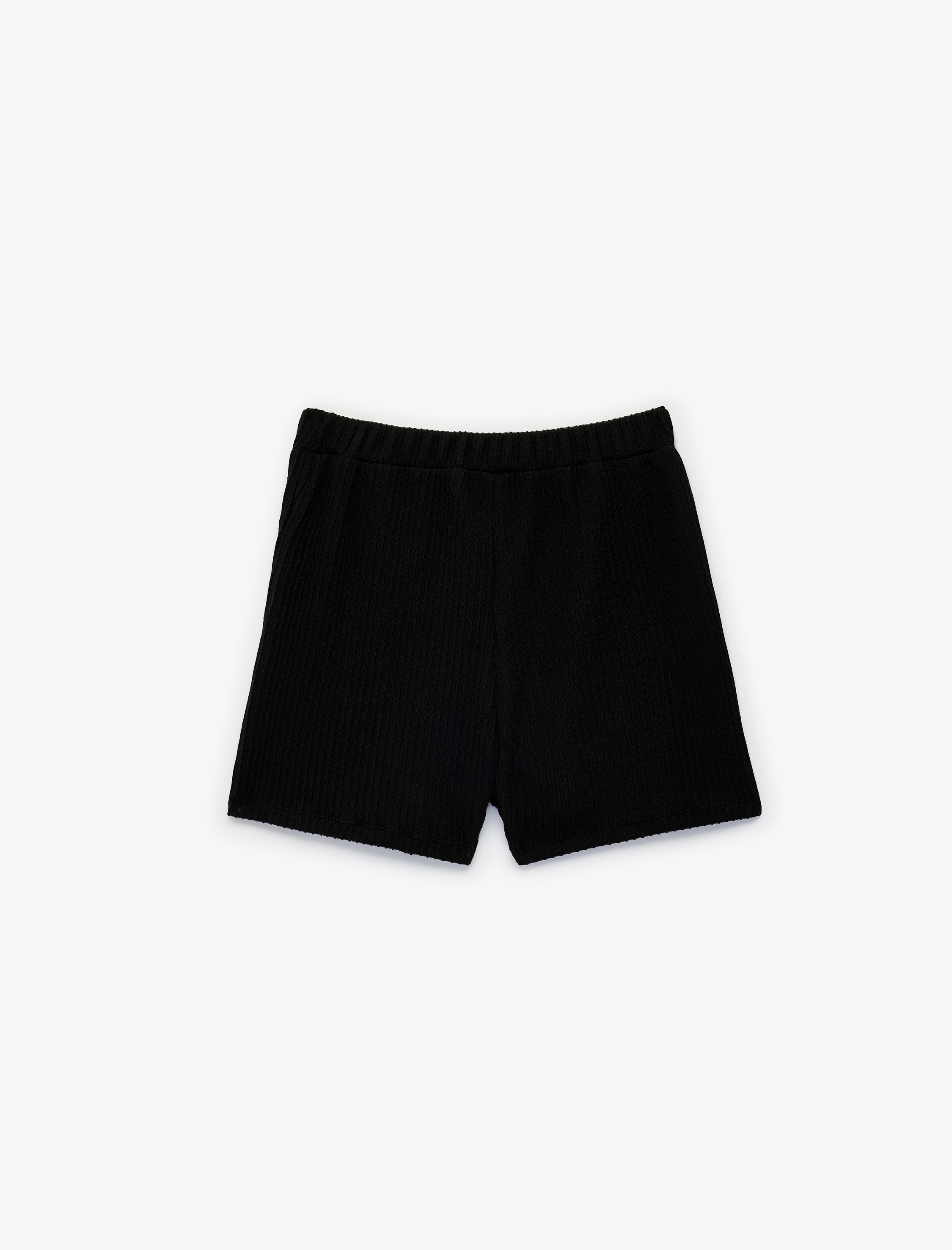  Kız Çocuk Dokulu Kruvaze Mini Şort Etek