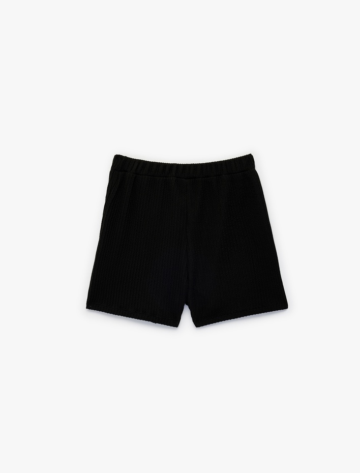 Kız Çocuk Dokulu Kruvaze Mini Şort Etek