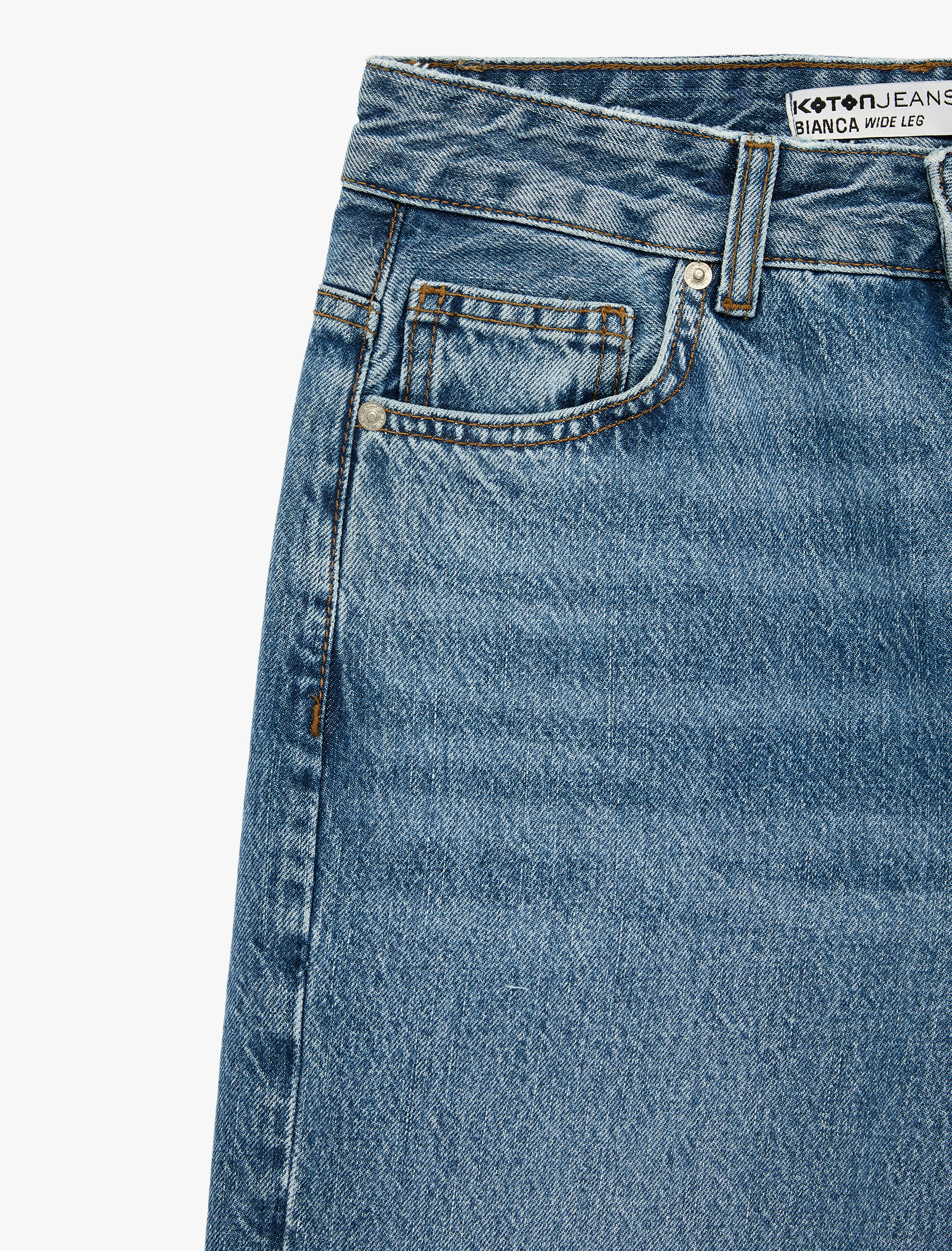   Pamuklu Yüksek Bel Yıpratılmış Geniş Paça Denim Pantolon - Wide Leg Jeans