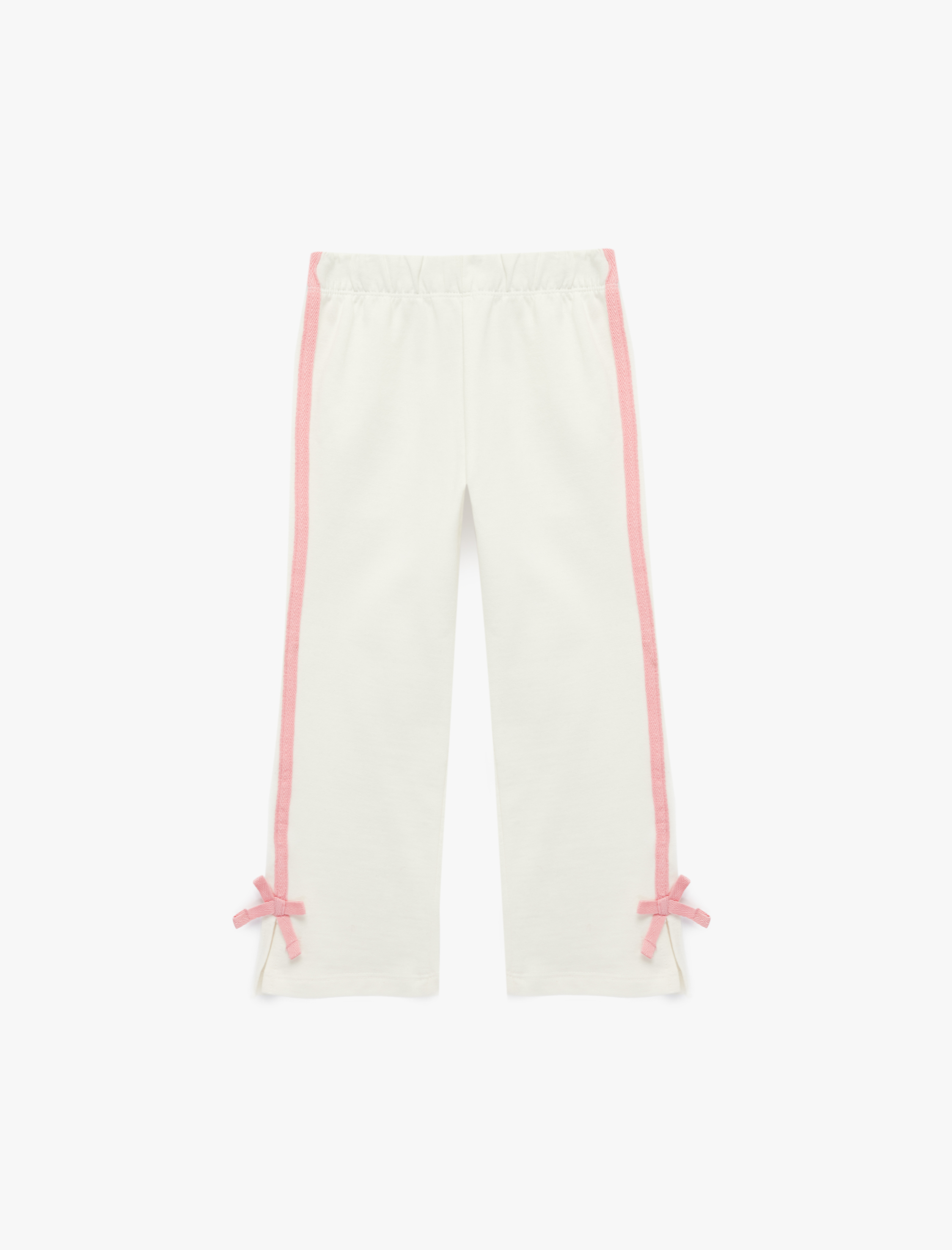  Kız Bebek Pamuklu Beli Lastikli Şardonlu Fiyonk Detaylı Geniş Paça Eşofman Altı