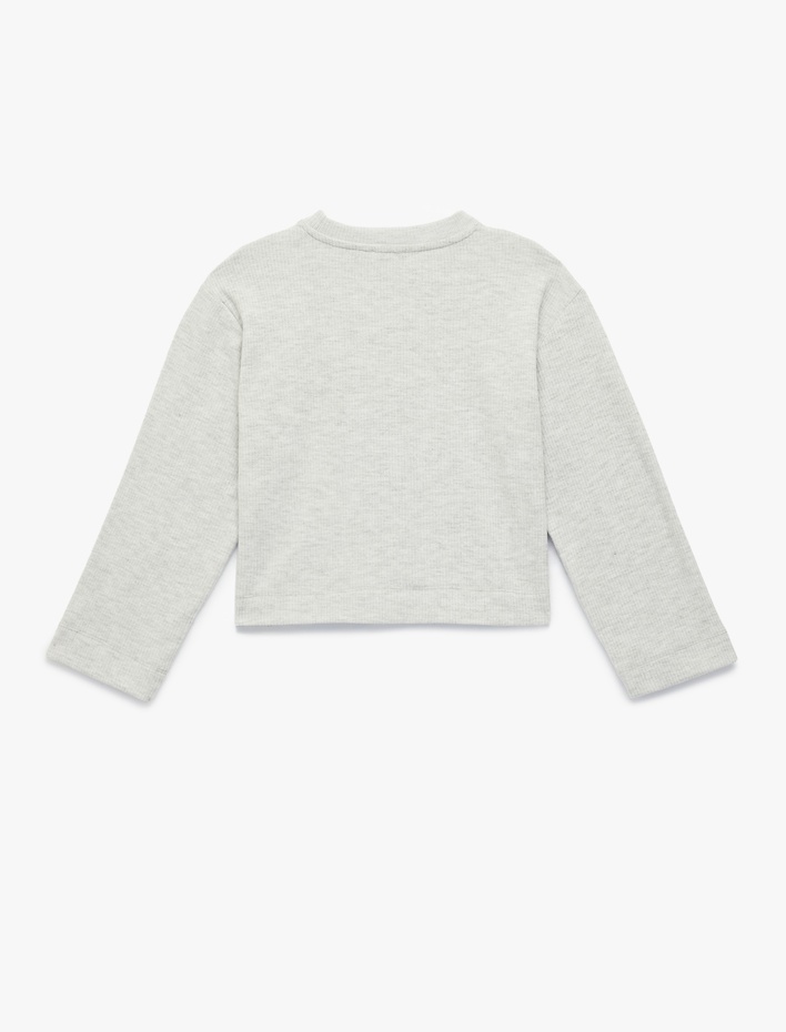 Kız Çocuk Kaşkorse Yumuşak Dokulu Uzun Kollu Bisiklet Yaka Tişört