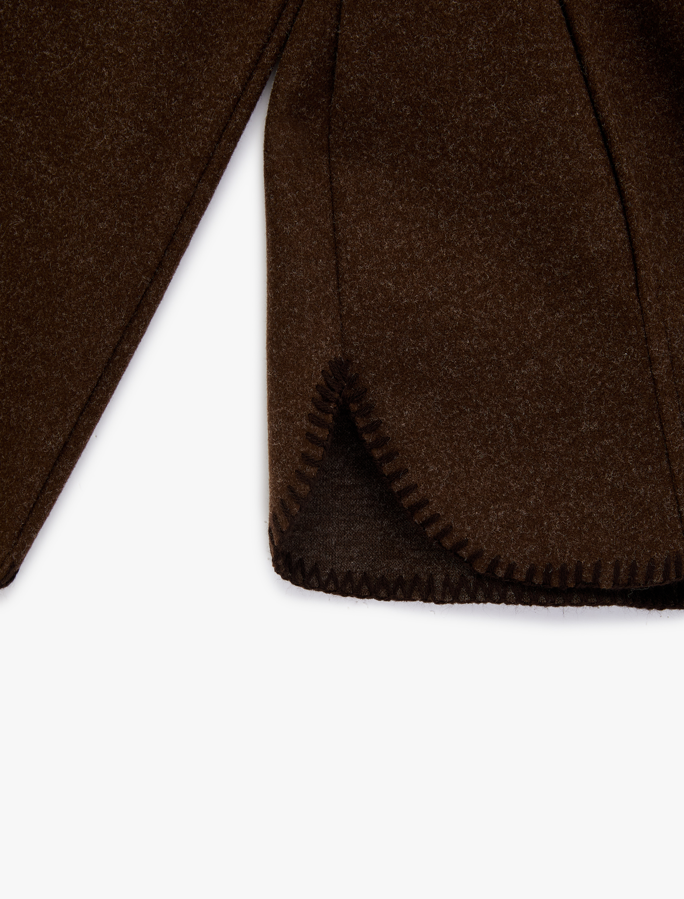   Uzun Kollu Düğmeli Çoban Dikiş Detaylı Huni Yaka Oversize Kaşe Ceket