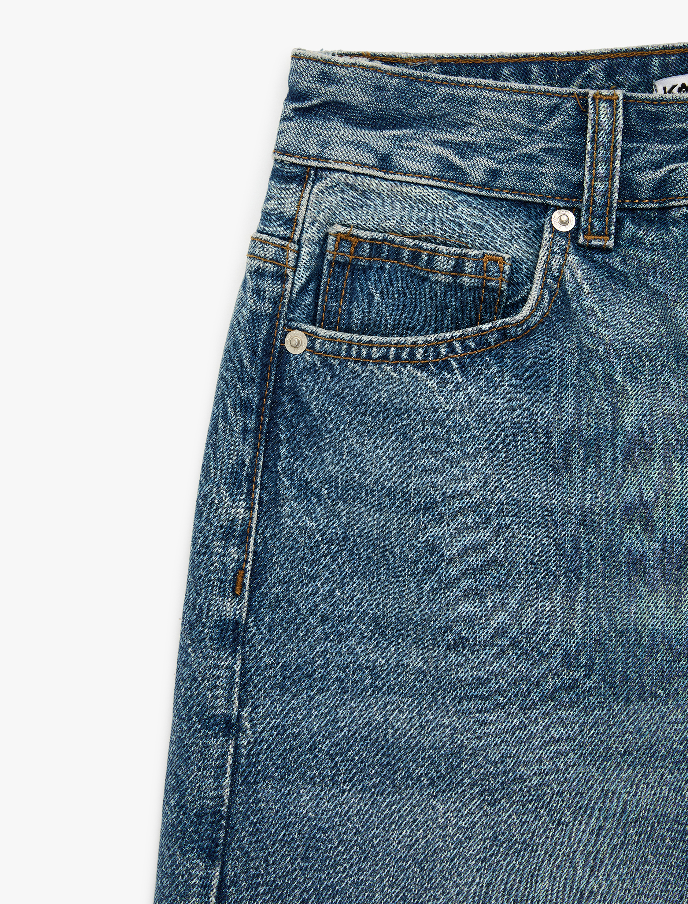   Pamuklu Yüksek Bel Düğmeli Cepli Geniş Paça Denim Pantolon - Wide Leg Jeans