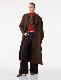 Koton X Şahika Ercümen - Atkılı Kaban Kaşe Uzun Düğmeli Cepli