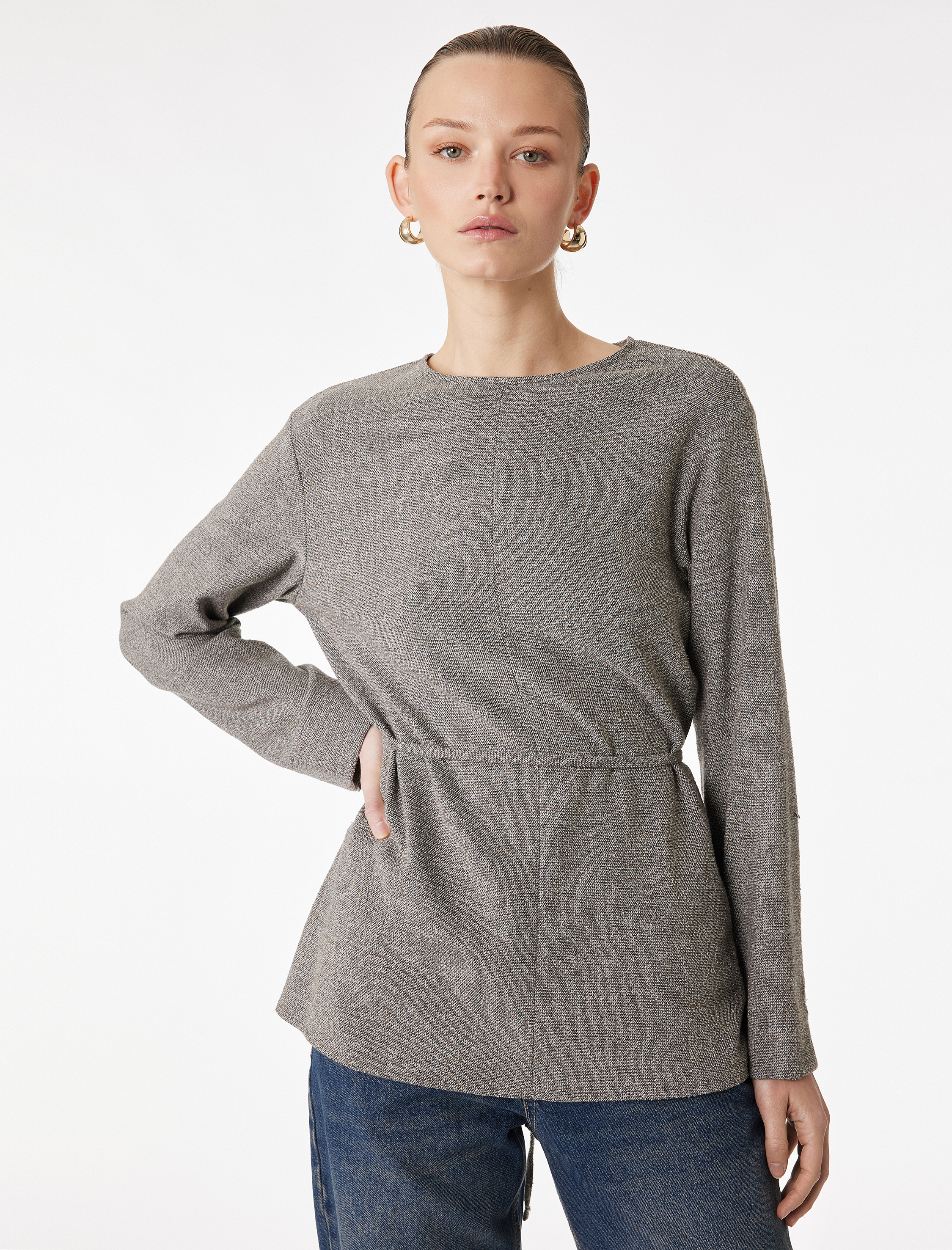   Koton X Şahika Ercümen - Uzun Kollu Bisiklet Yaka Kemerli Bluz