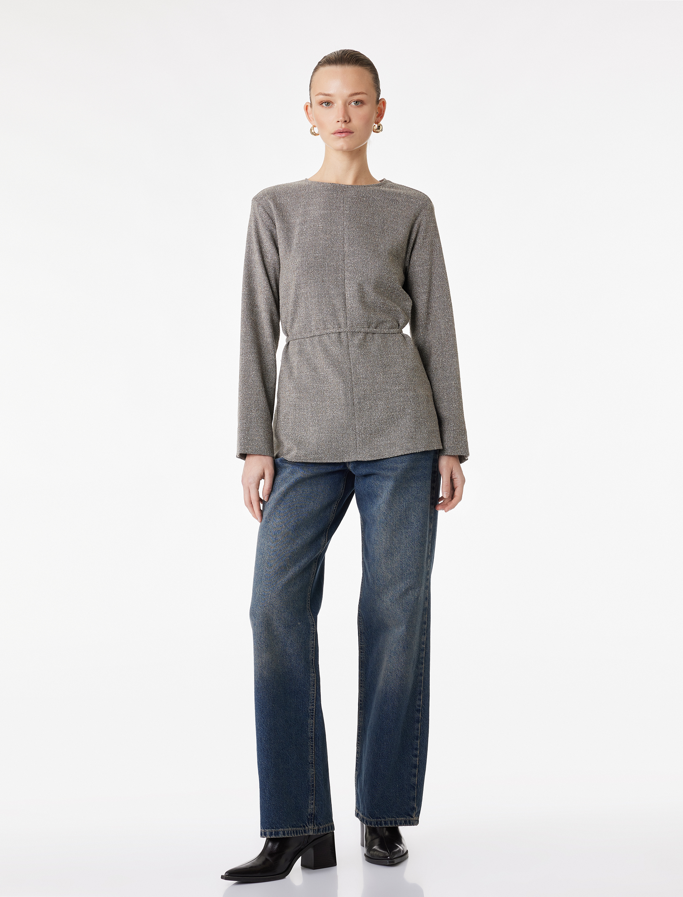   Koton X Şahika Ercümen - Uzun Kollu Bisiklet Yaka Kemerli Bluz