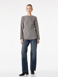 Koton X Şahika Ercümen - Uzun Kollu Bisiklet Yaka Kemerli Bluz