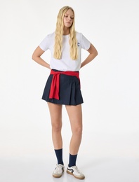 Kısa Kollu Bisiklet Yaka Pamuklu Baskılı Tişört