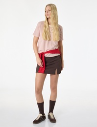 Kısa Kollu Bisiklet Yaka Çizgili Tişört