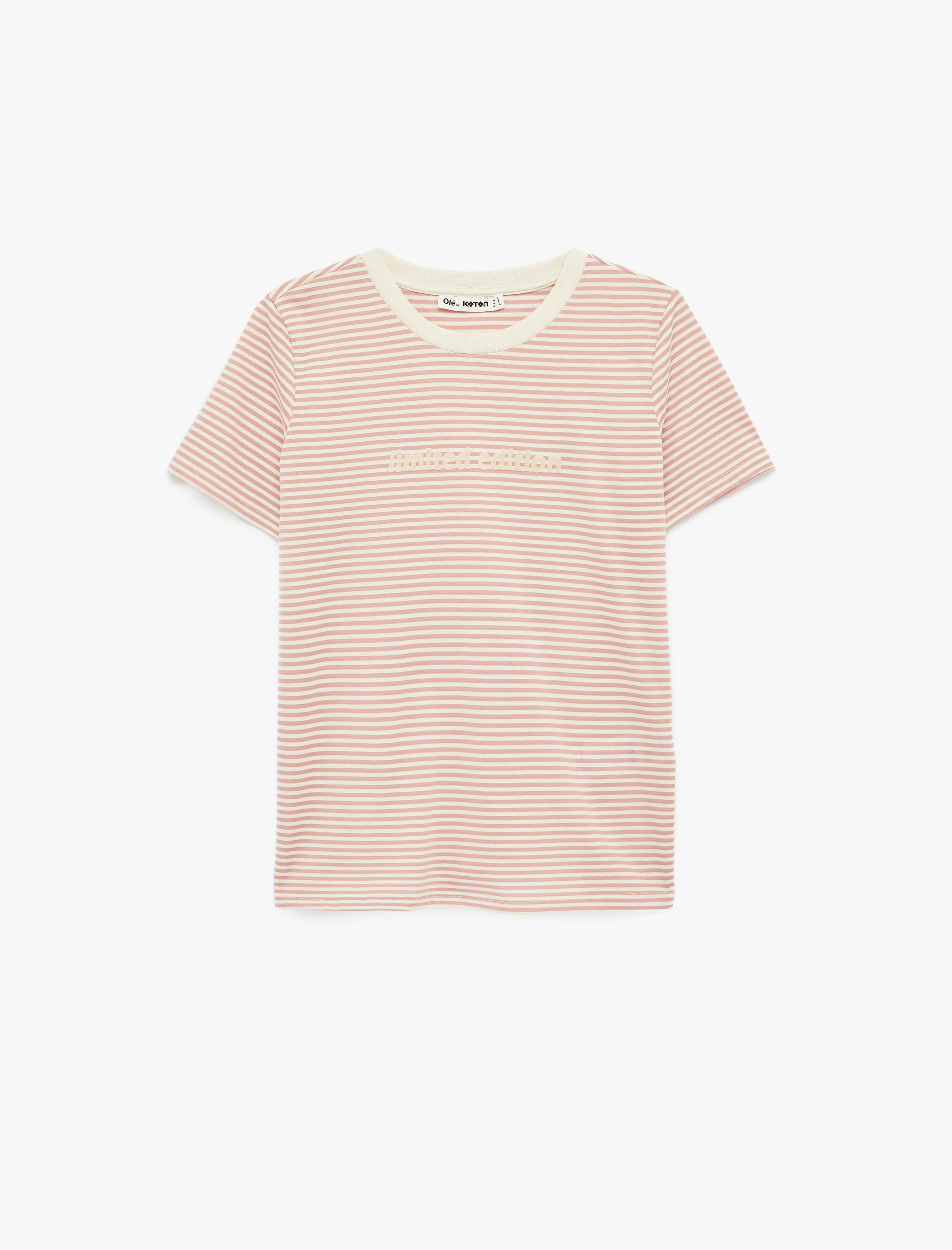   Kısa Kollu Bisiklet Yaka Çizgili Tişört