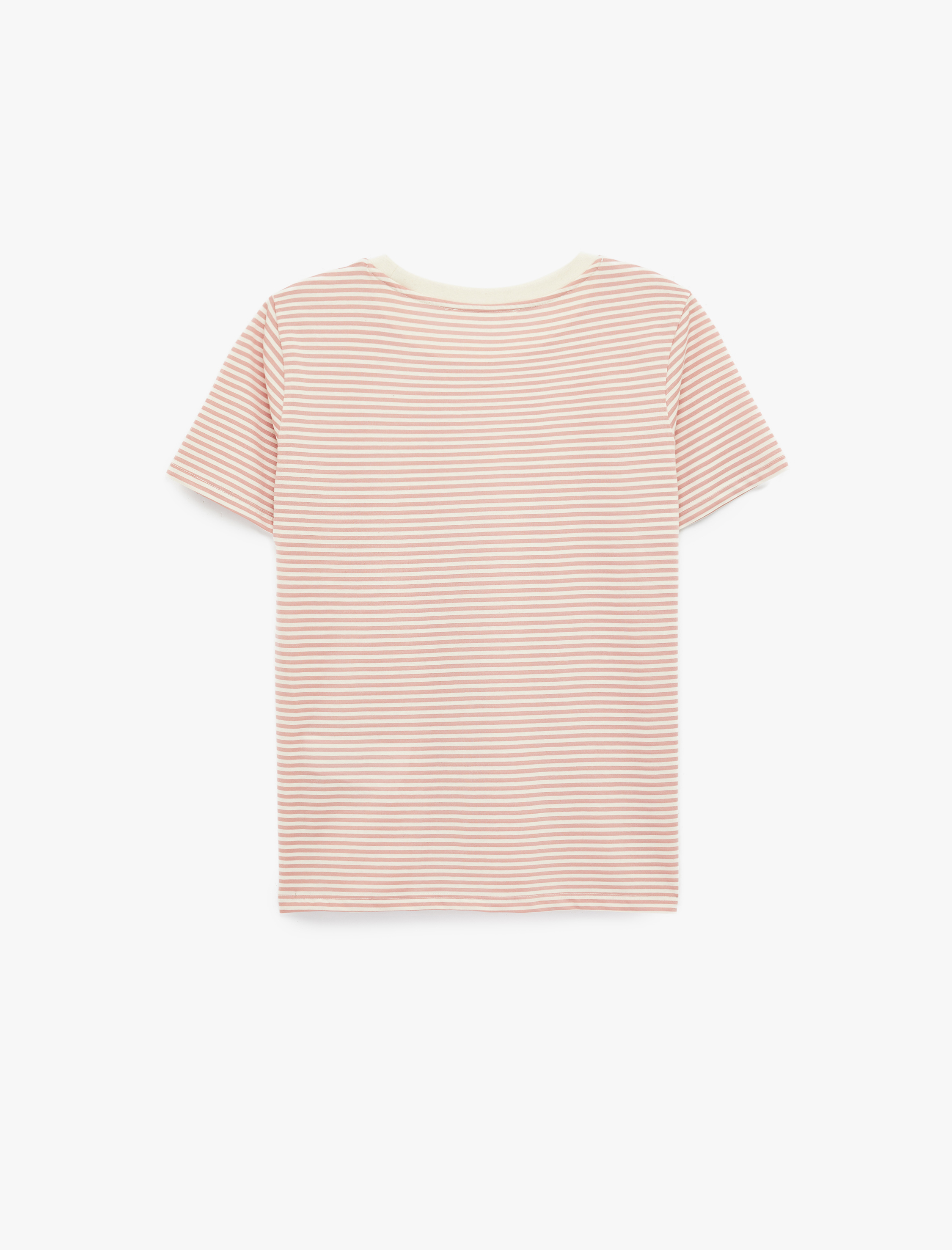   Kısa Kollu Bisiklet Yaka Çizgili Tişört