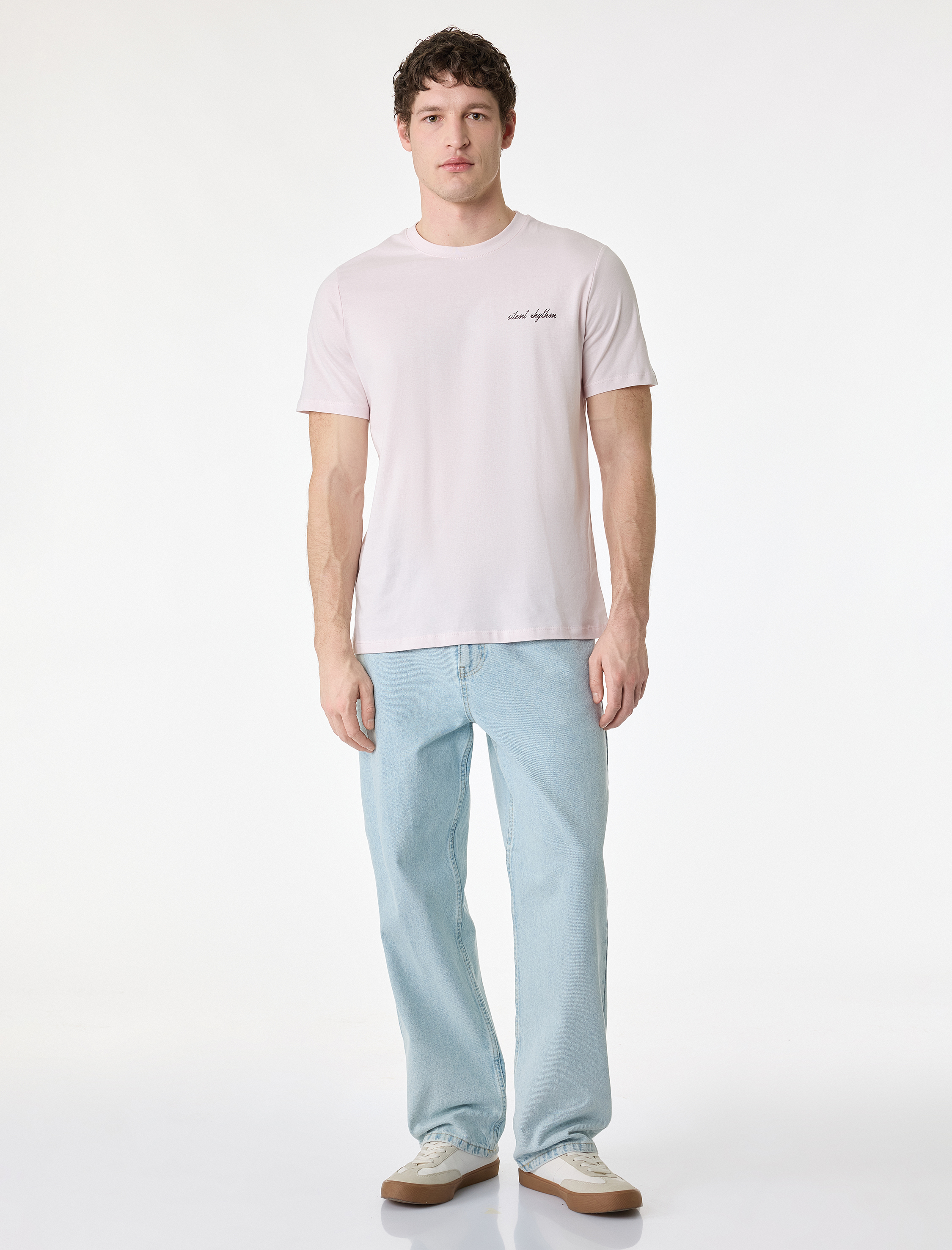   Regular Fit Kısa Kollu Bisiklet Yaka Pamuklu Sırtı Baskılı Tişört