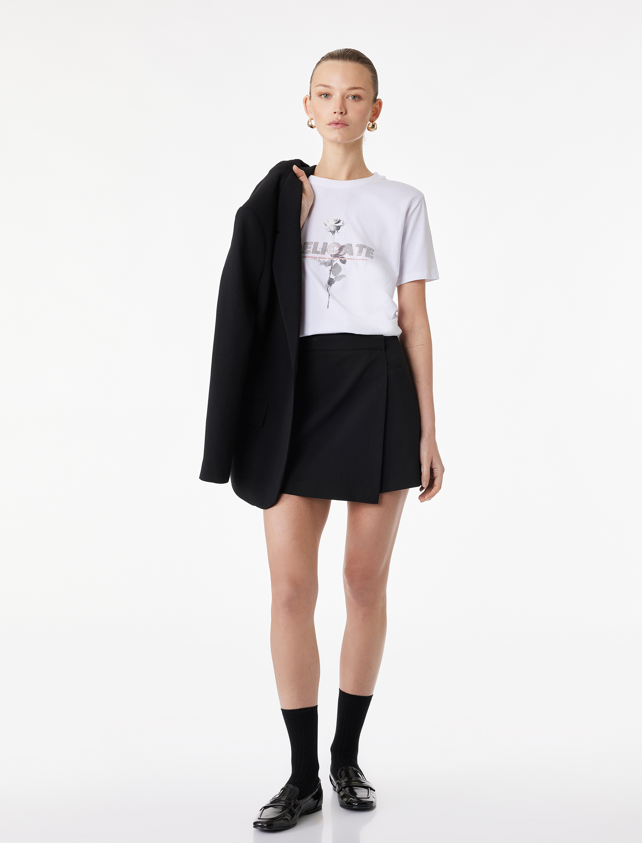   Regular Fit Kısa Kollu Bisiklet Yaka Baskılı Pamuklu Tişört