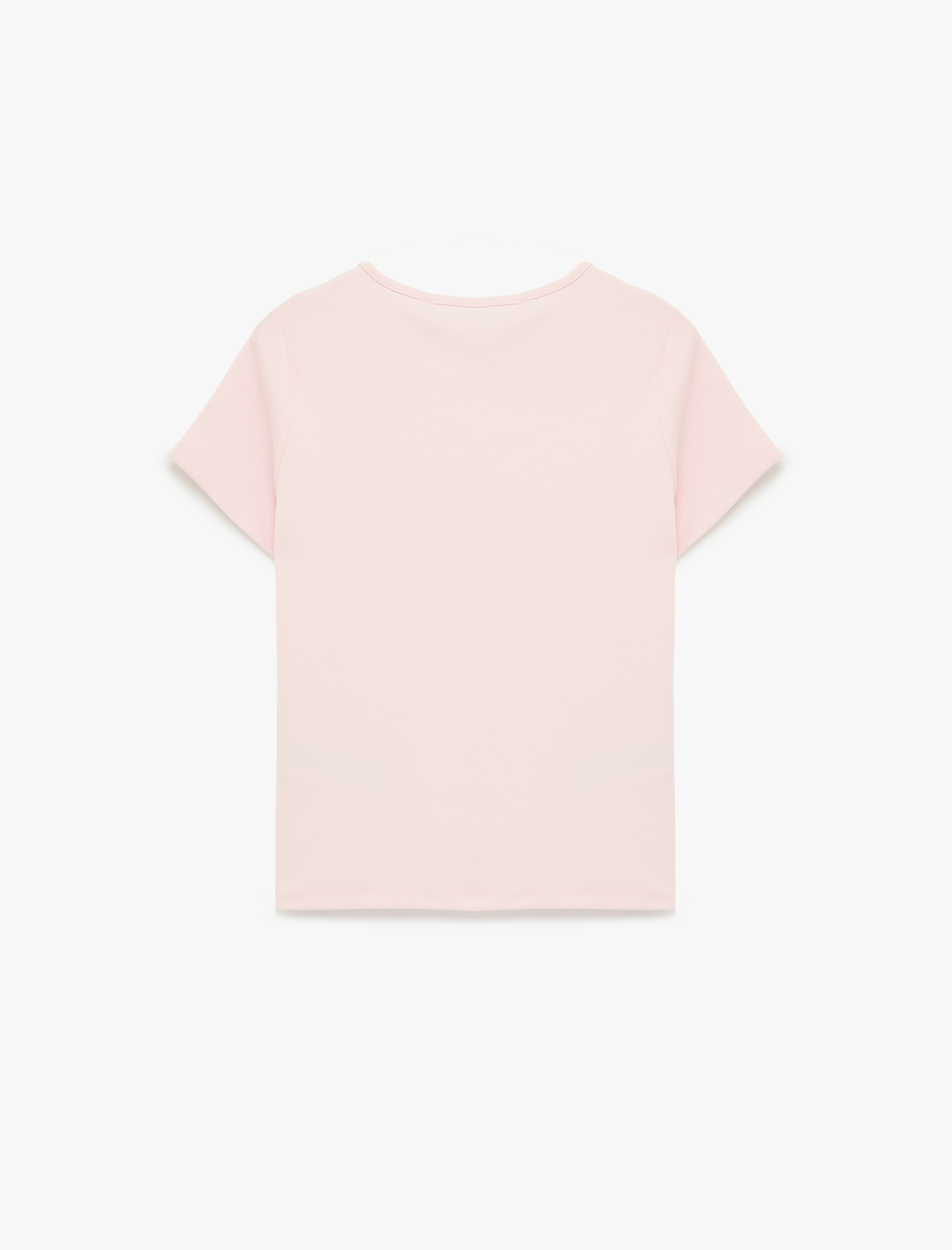   Slim Fit Kısa Kollu Bisiklet Yaka Pamuklu Fiyonklu Baskılı Tişört