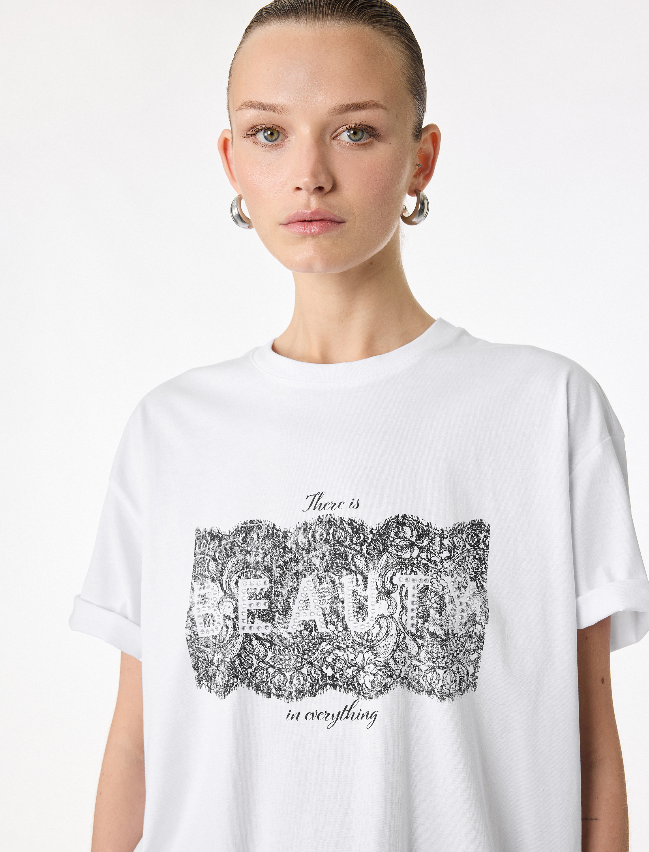   Regular Fit Kısa Kollu Bisiklet Yaka Pamuklu Baskılı Tişört