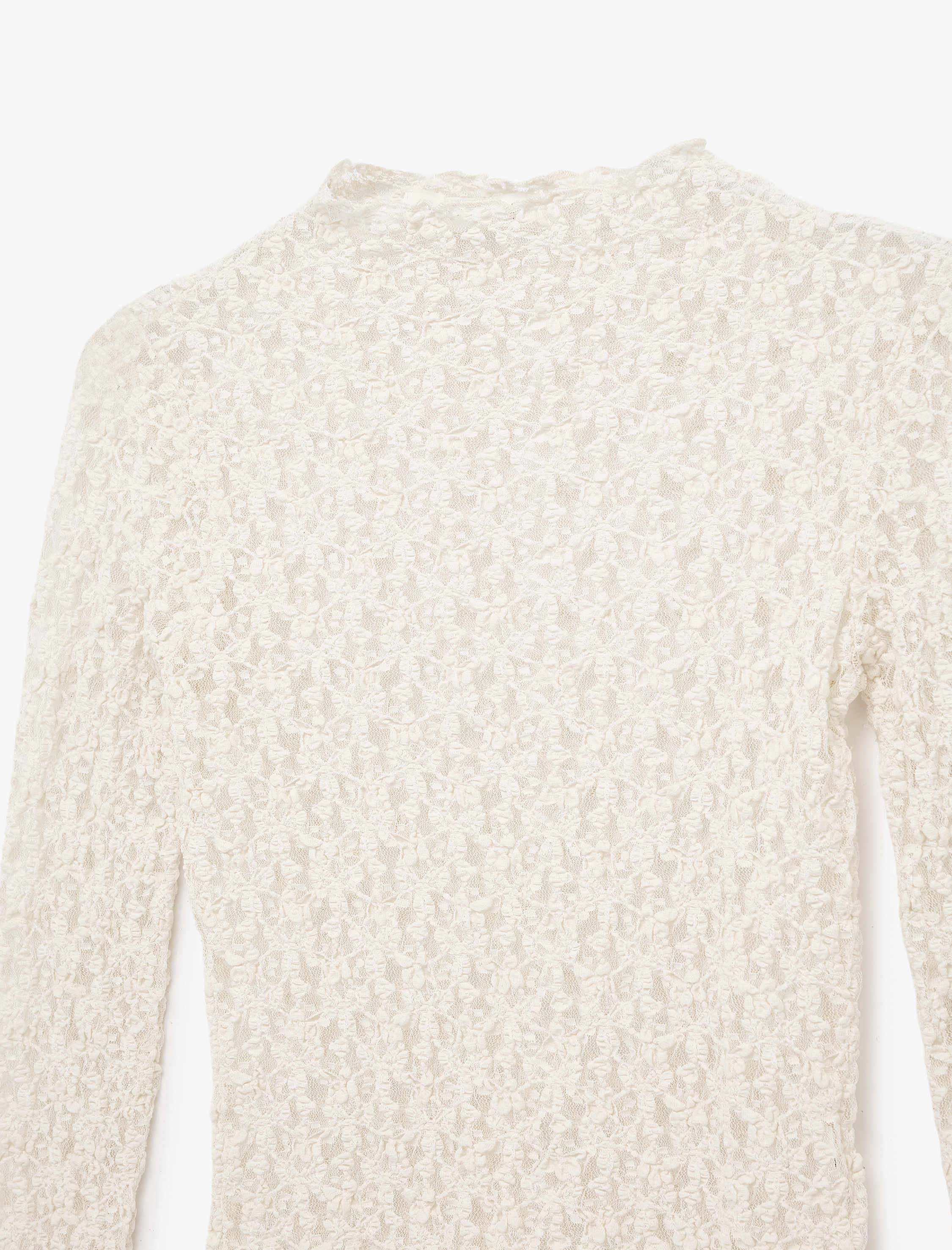   Slim Fit Dik Yaka Uzun Kollu Dantel Tişört