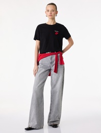 Regular Fit Pamuklu Kısa Kollu Kalpli Tişört