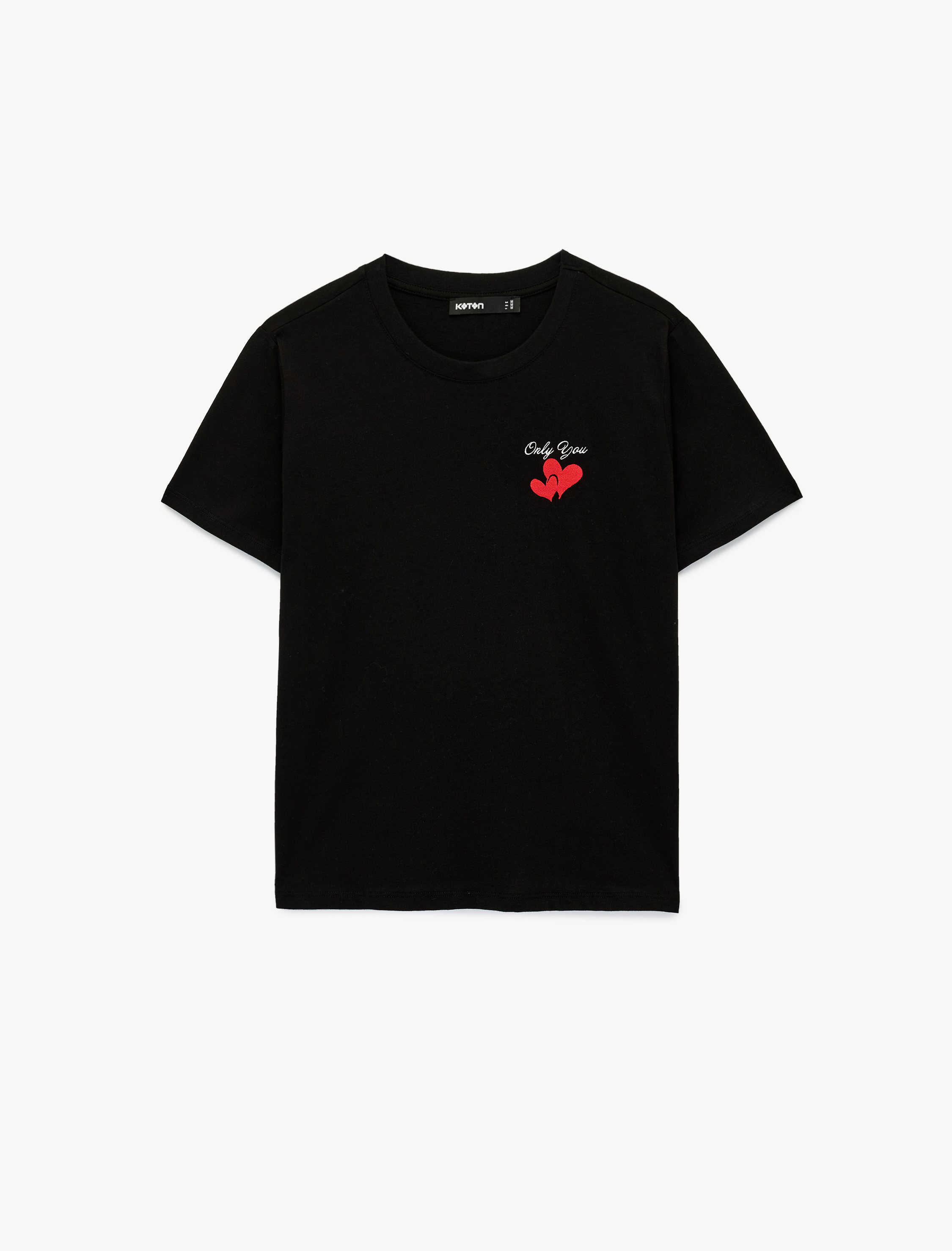   Regular Fit Pamuklu Kısa Kollu Kalpli Tişört