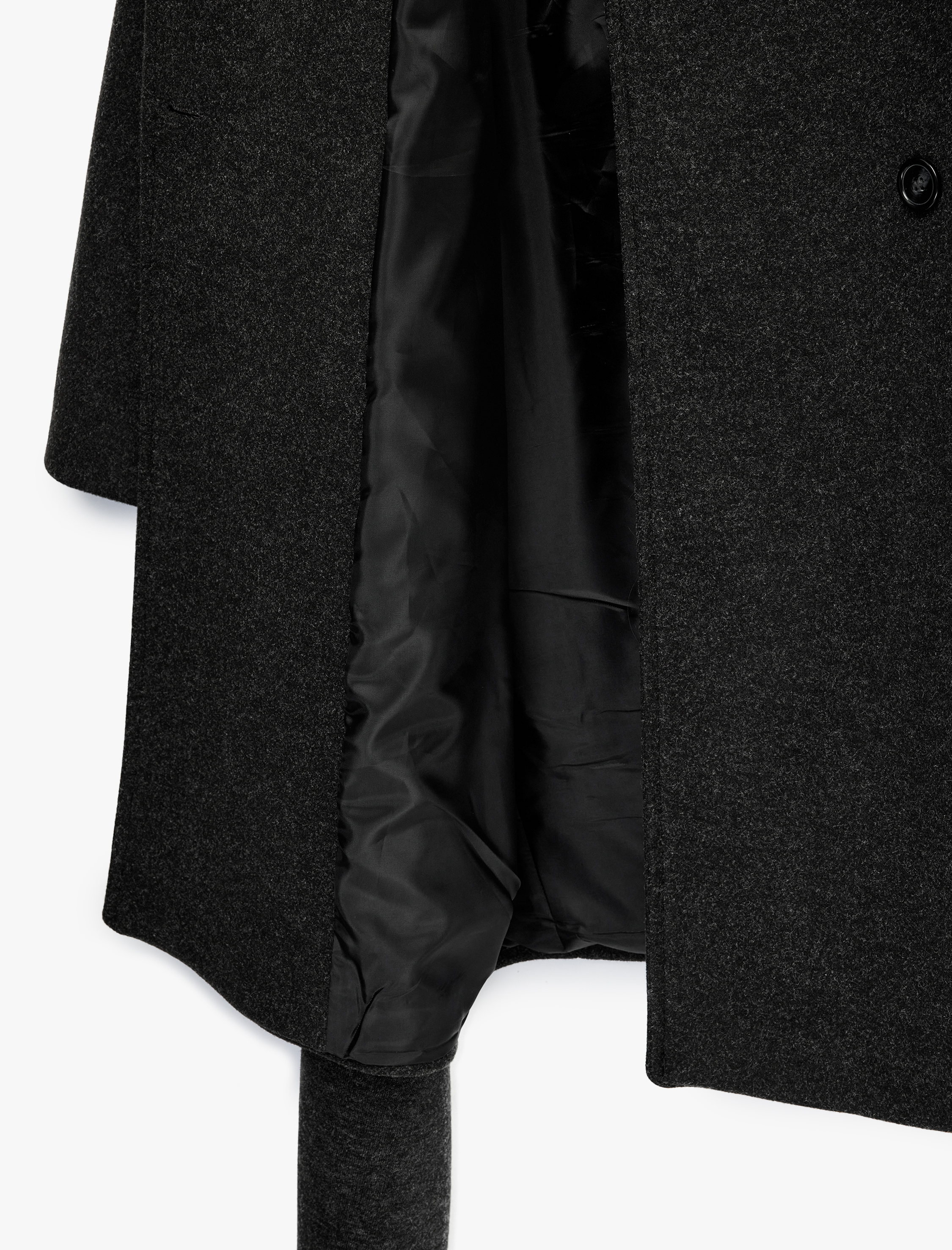   Düğmeli Cepli Uzun Kollu Şal Yaka Kruvaze Kaşe Kaban