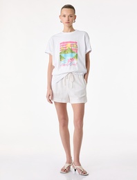 Pamuklu Kısa Kollu Bisiklet Yaka Amalfi Baskılı Tişört