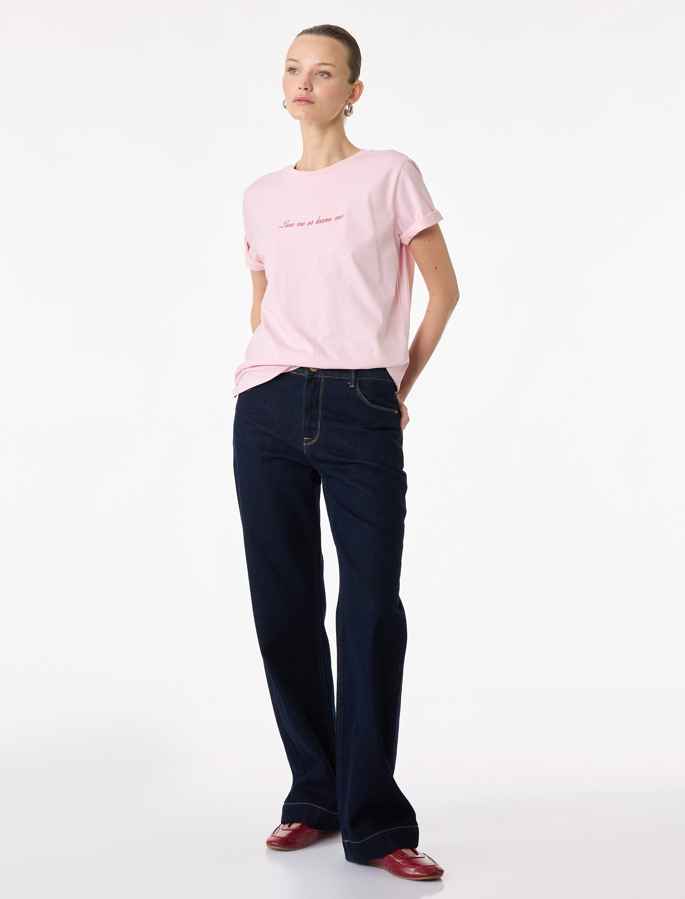   Regular Fit Kısa Kollu Baskılı Bisiklet Yaka Baskılı Tişört