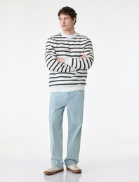 Uzun Kollu Şardonlu Bisiklet Yaka Baskılı Sweatshirt