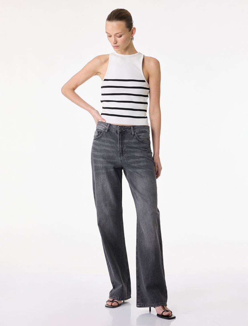 Koton Kadın Normal Bel Düz Paça Jean Pantolon - Straight Fit Jean