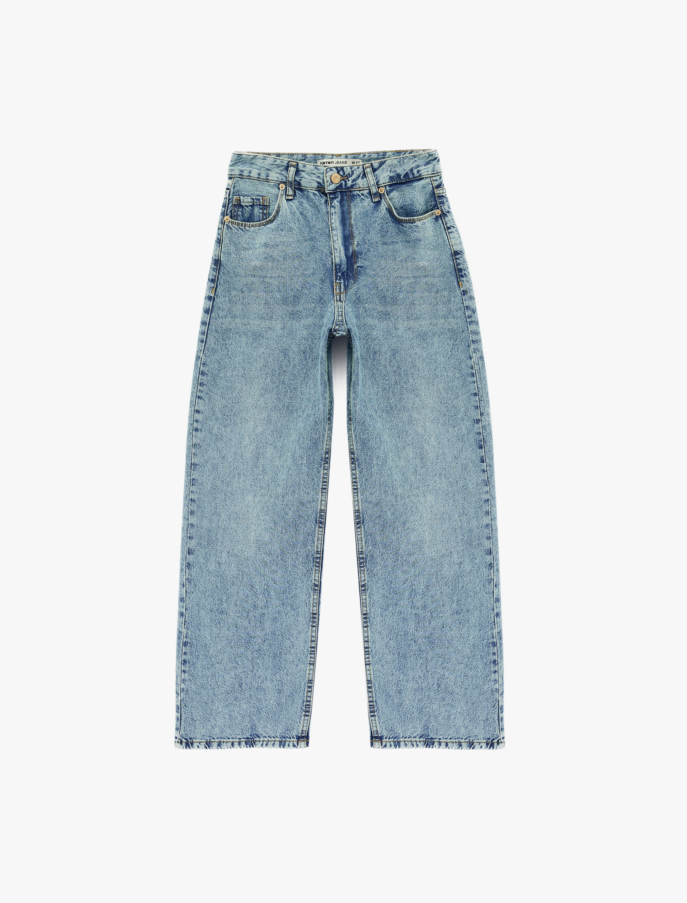   Normal Bel Düz Paça Pamuklu Rahat Kalıp Baggy Jean Pantolon - Baggy Jeans