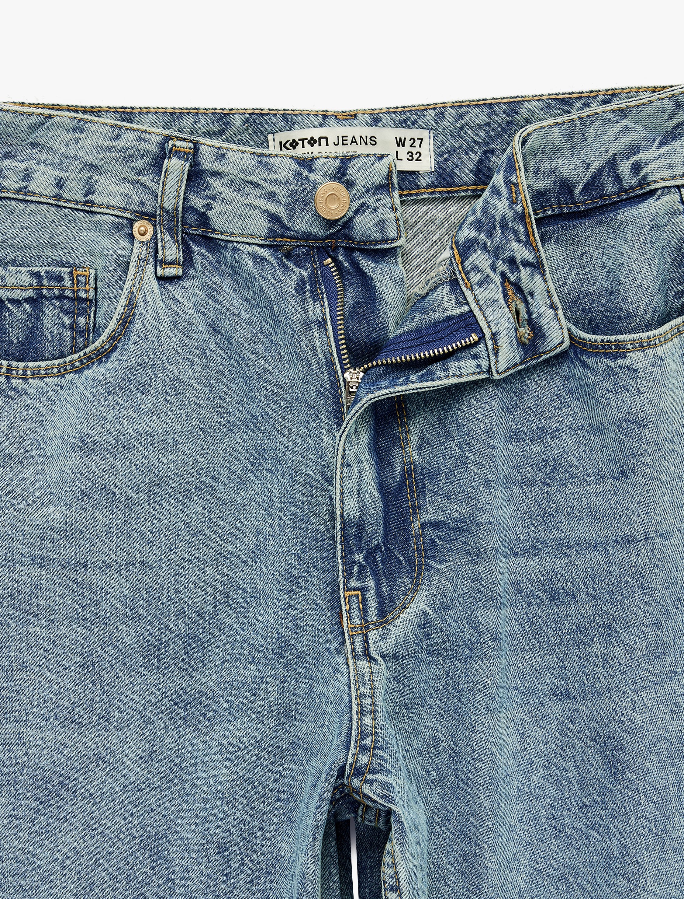   Normal Bel Düz Paça Pamuklu Rahat Kalıp Baggy Jean Pantolon - Baggy Jeans