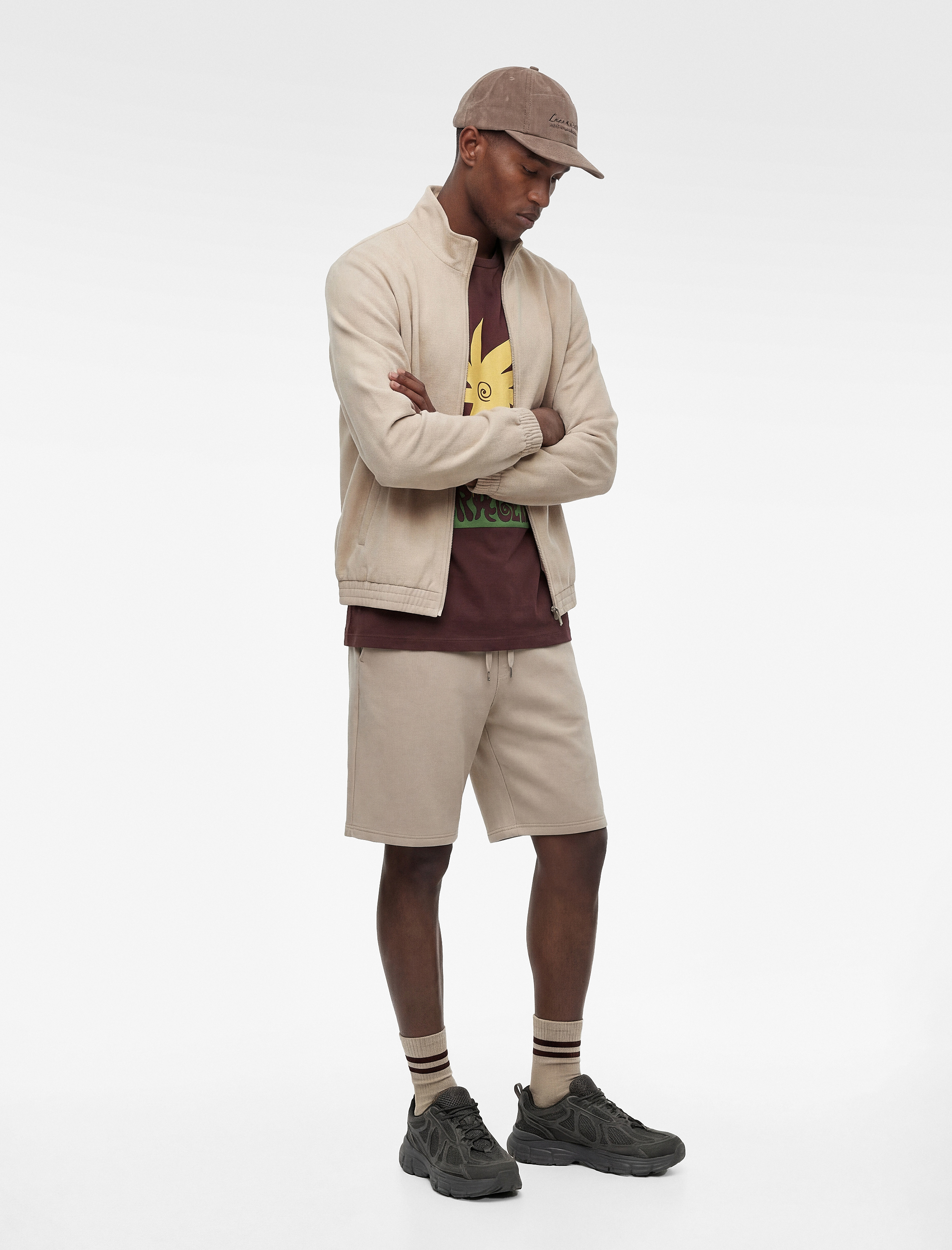   Uzun Kollu Cepli Dik Yaka Fermuarlı Slim Ceket