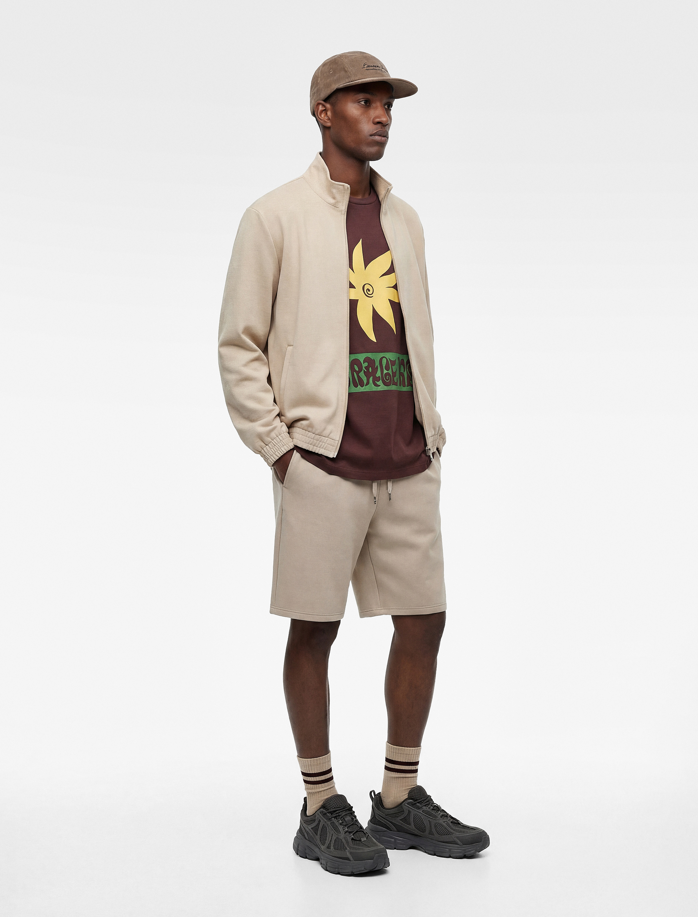   Uzun Kollu Cepli Dik Yaka Fermuarlı Slim Ceket