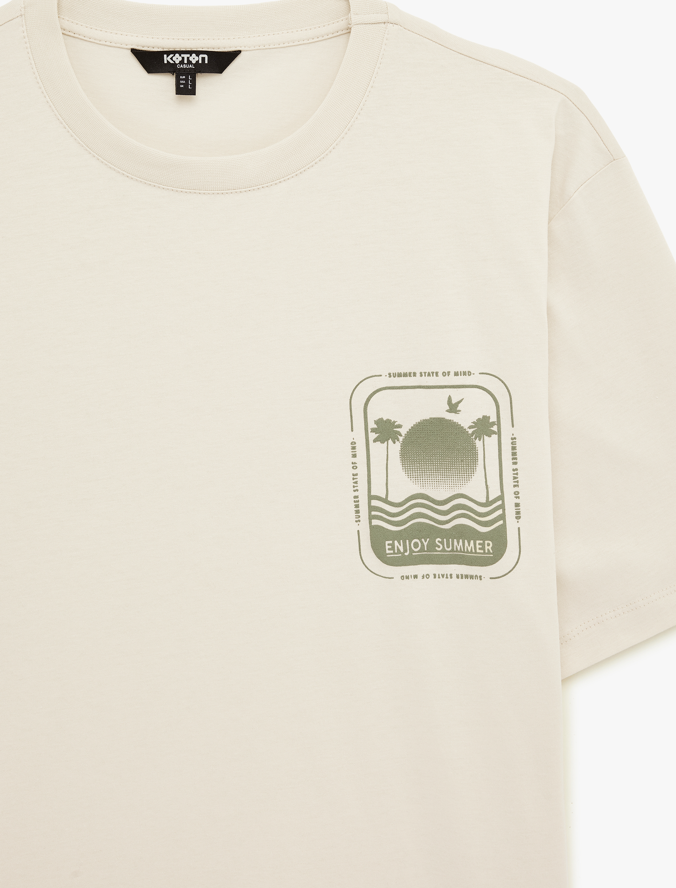   Regular Fit Kısa Kollu Pamuklu Bisiklet Yaka Baskılı Tişört