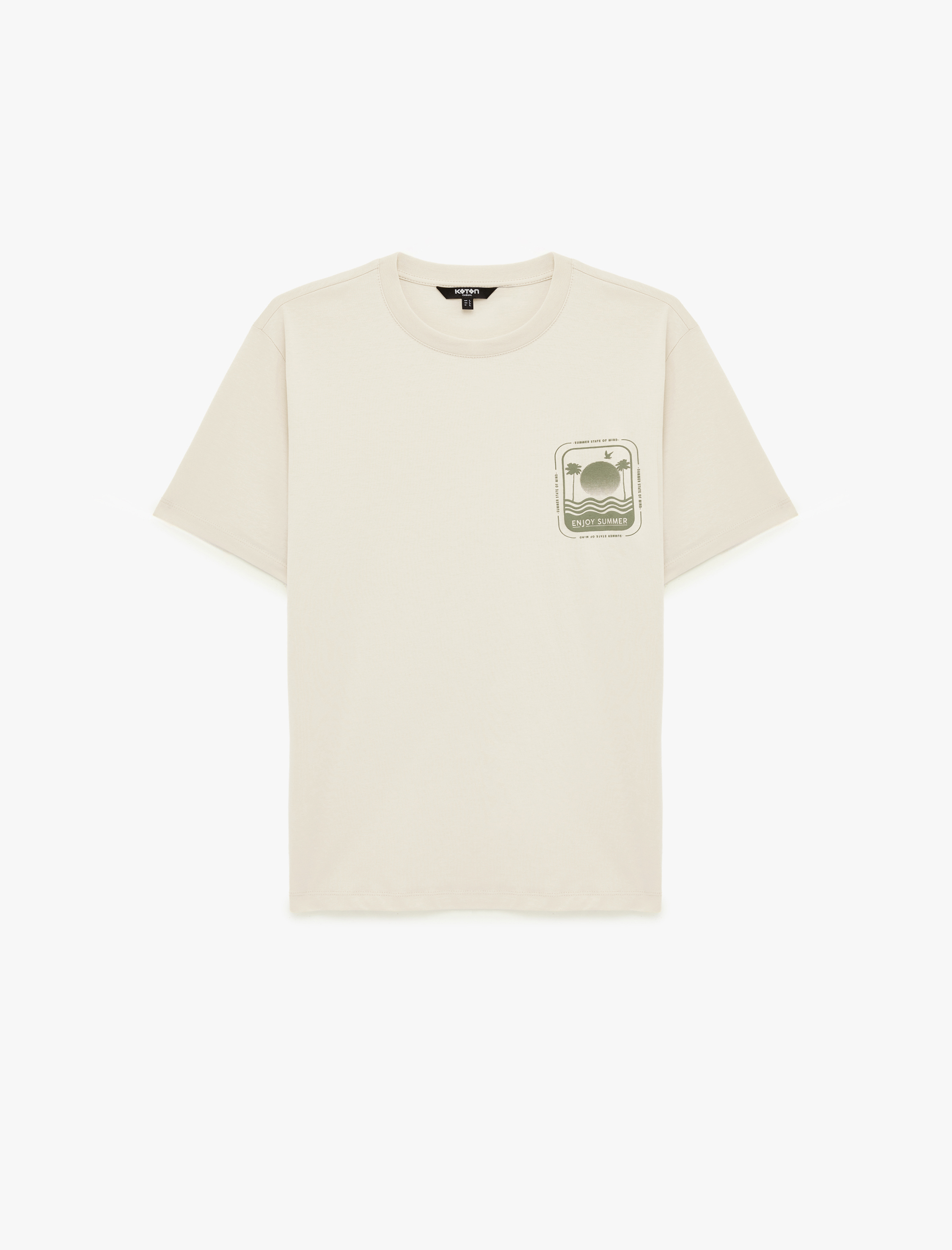   Regular Fit Kısa Kollu Pamuklu Bisiklet Yaka Baskılı Tişört