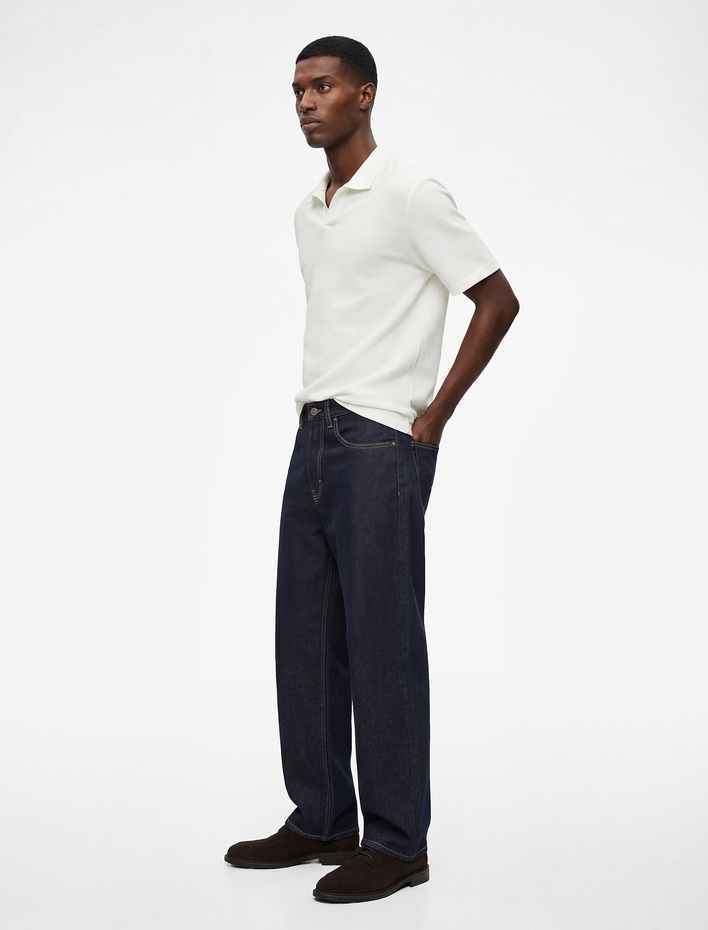  Regular Fit Kısa Kollu Dokulu Basic Polo Yaka Tişört