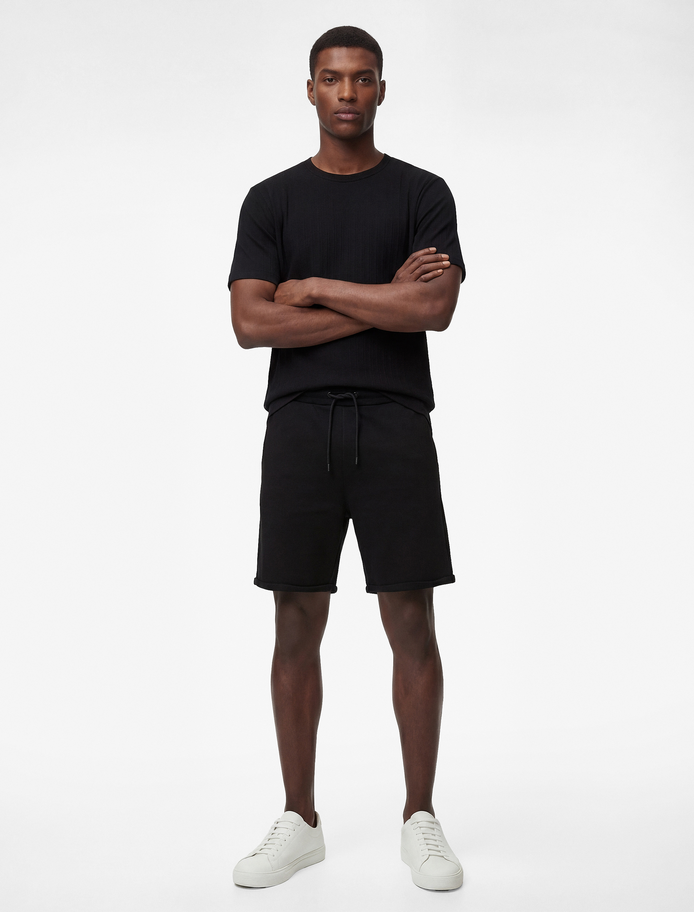   Pamuklu Cepli Duble Paça Pileli Bermuda Beli Bağcıklı Şort