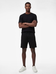 Pamuklu Cepli Duble Paça Pileli Bermuda Beli Bağcıklı Şort