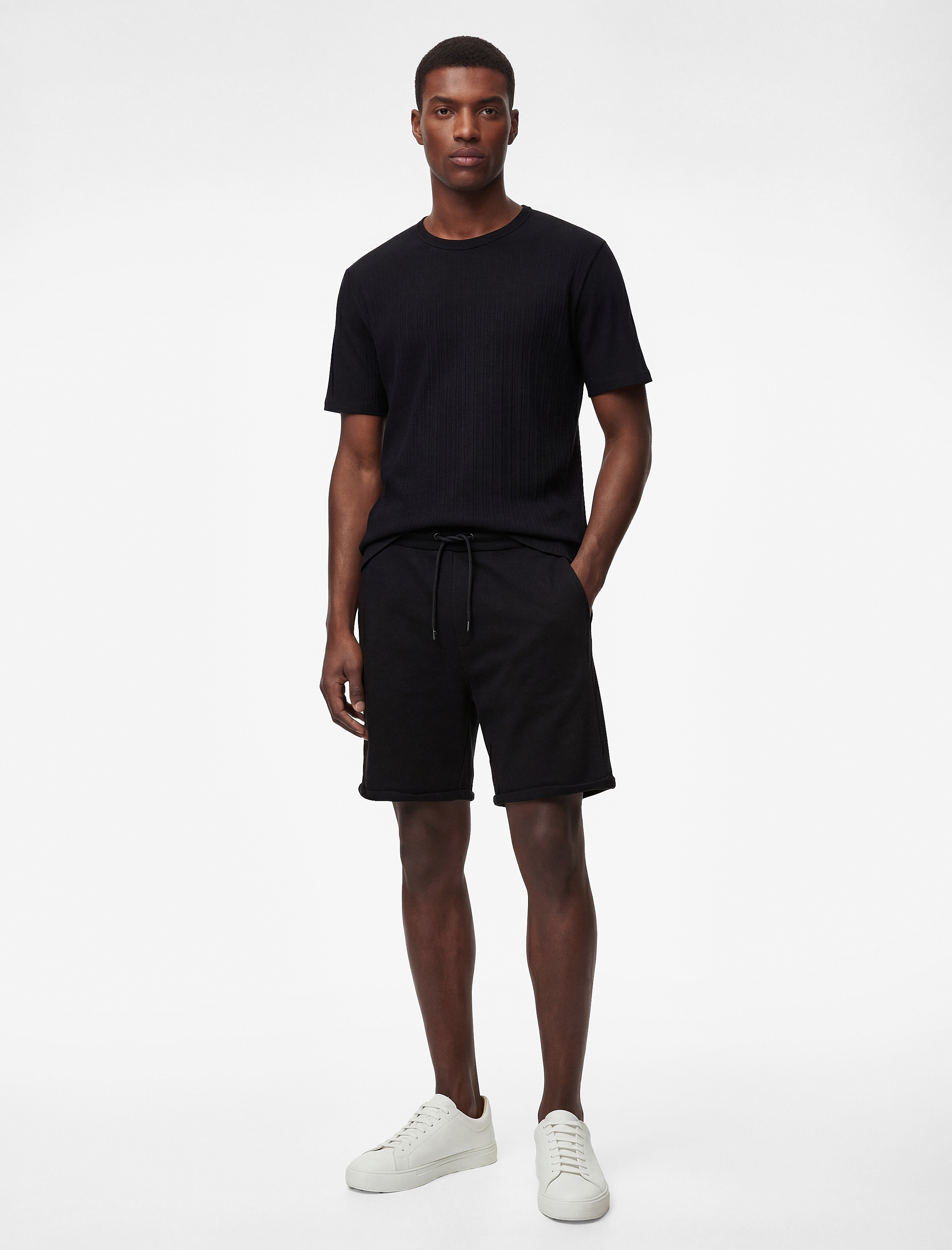   Pamuklu Cepli Duble Paça Pileli Bermuda Beli Bağcıklı Şort