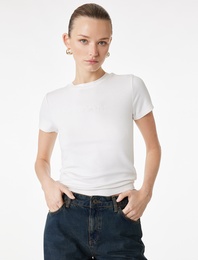 Bisiklet Yaka Kısa Kollu Viskon Basic Tişört