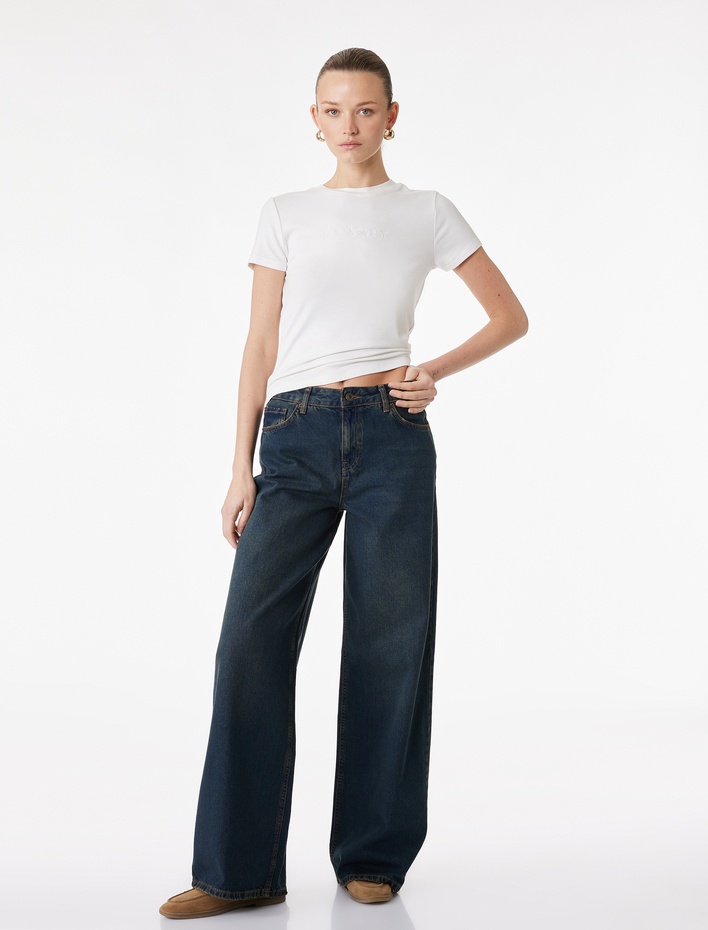  Bisiklet Yaka Kısa Kollu Viskon Basic Tişört