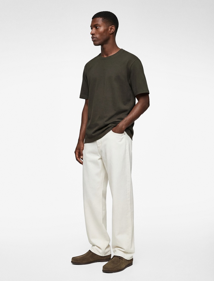  Pamuklu Regular Fit Kısa Kollu Basic Bisiklet Yaka Tişört