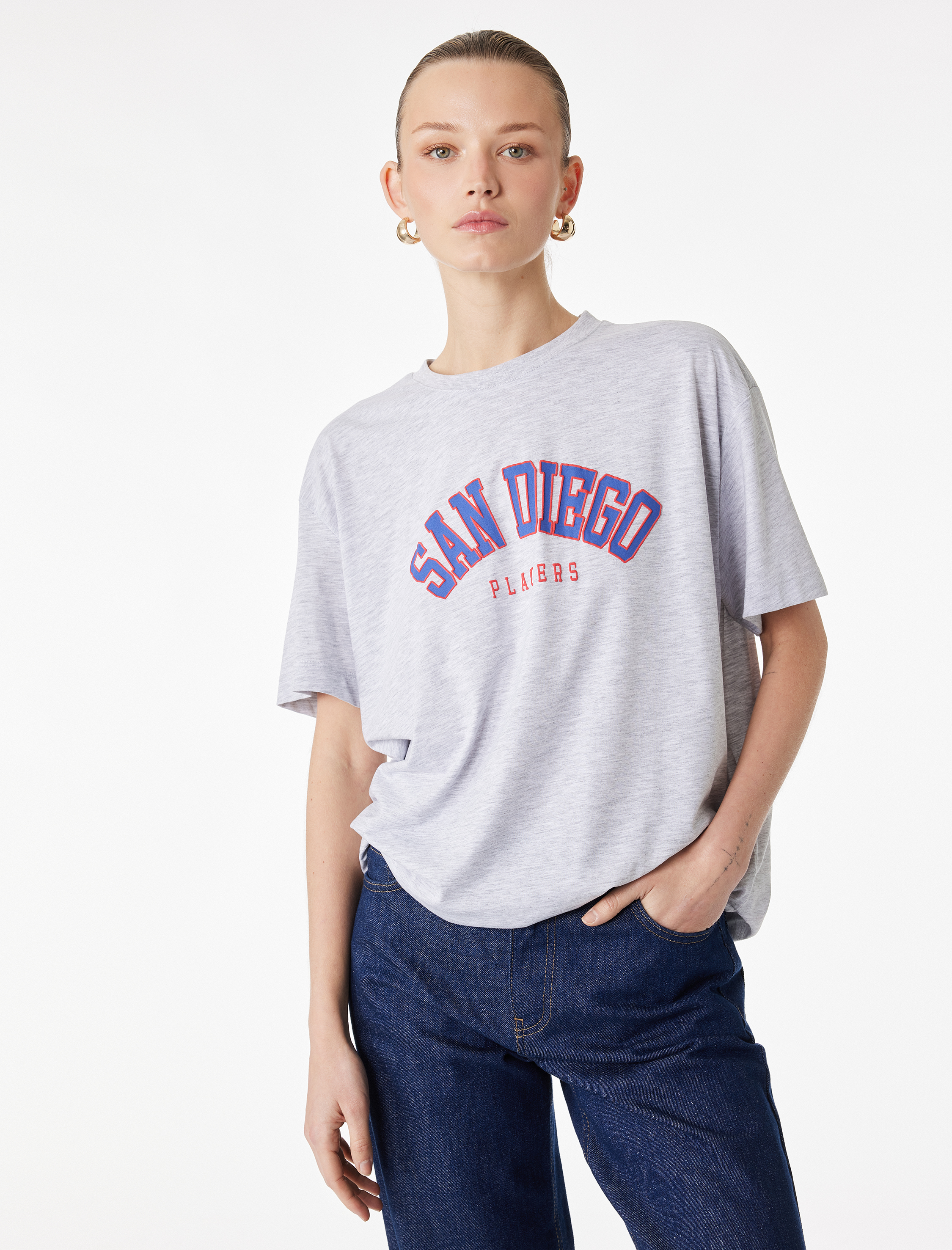   Kısa Kollu Baskılı Bisiklet Yaka Baskılı Tişört