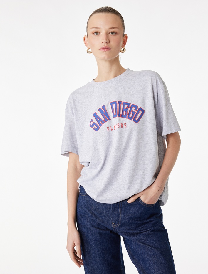  Kısa Kollu Baskılı Bisiklet Yaka Baskılı Tişört