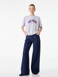 Kısa Kollu Baskılı Bisiklet Yaka Baskılı Tişört