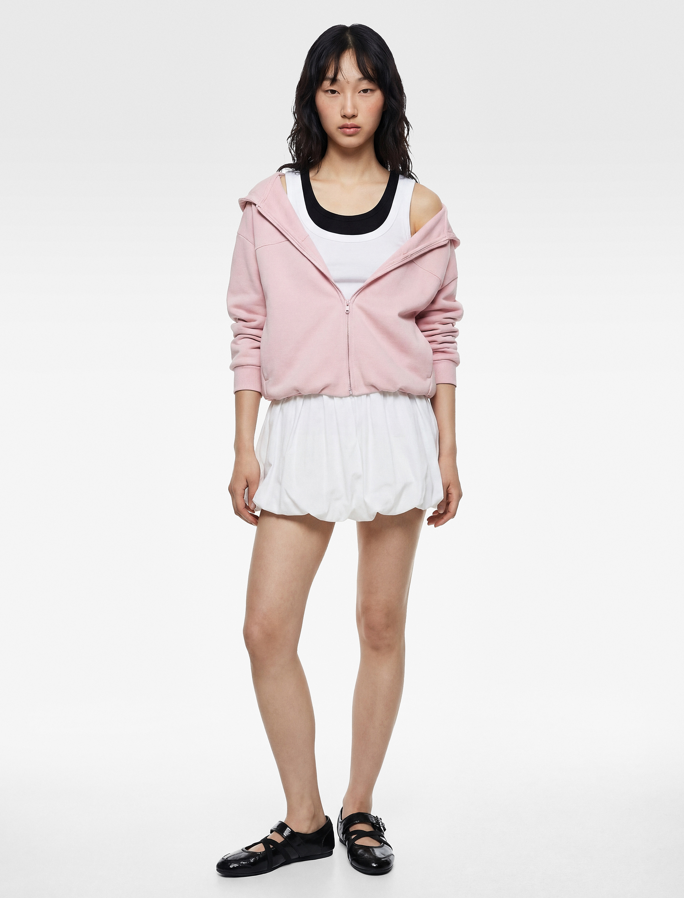   Modal Karışımlı Kapüşonlu Oversize Fermuarlı Sweatshirt