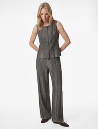 Kolsuz Bisiklet Yaka Keten Karışımlı Bluz