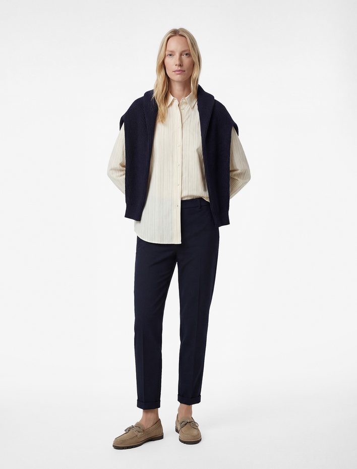  Cepli Düz Paça Viskon Karışımlı Cigarette Pantolon