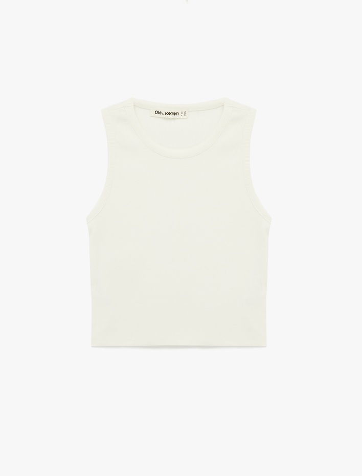  Slim Fit Kolsuz Pamuklu Bisiklet Yaka Bluz