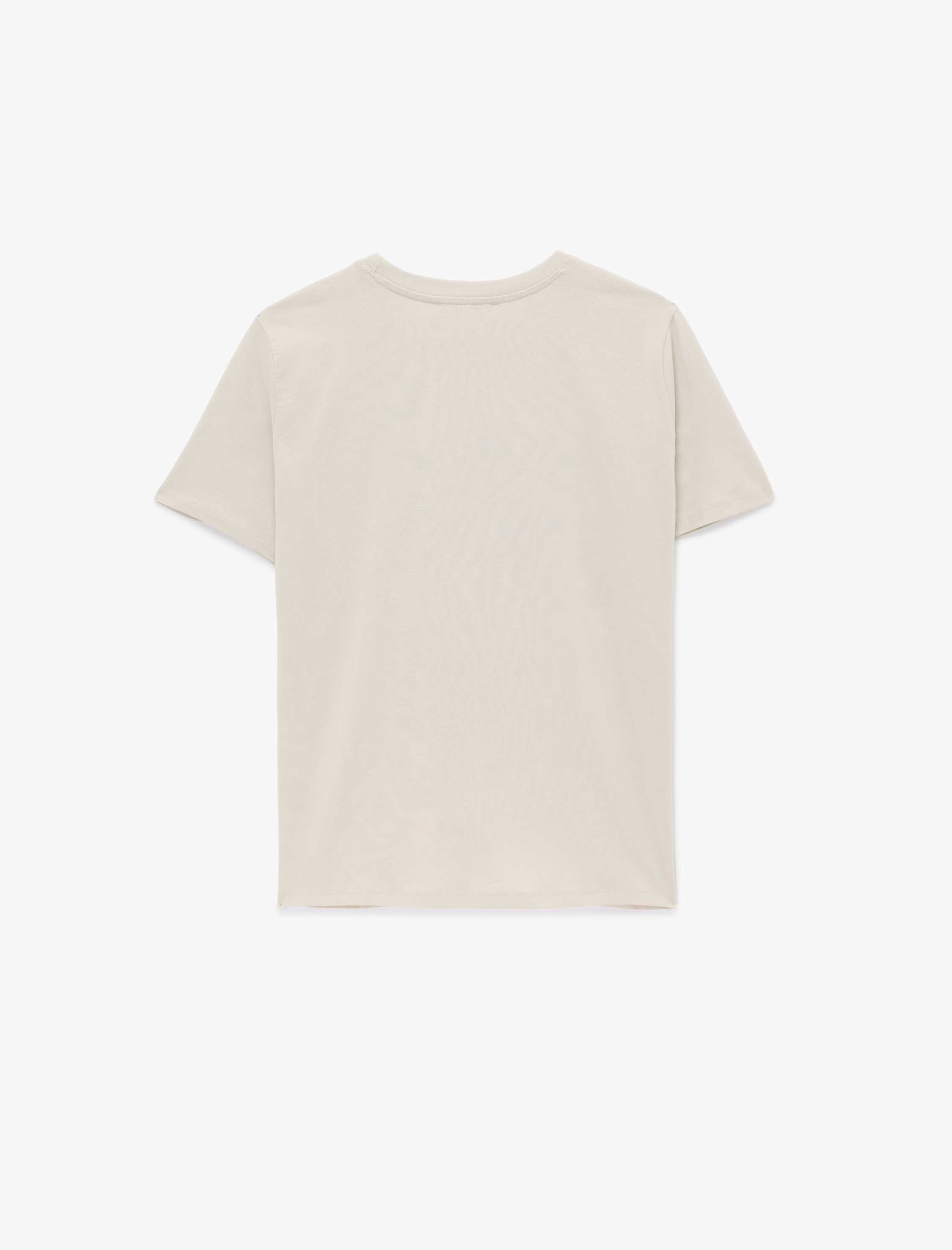   Pamuklu Kısa Kollu Bisiklet Yaka Baskılı Tişört