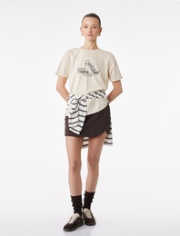 Pamuklu Kısa Kollu Bisiklet Yaka Baskılı Tişört