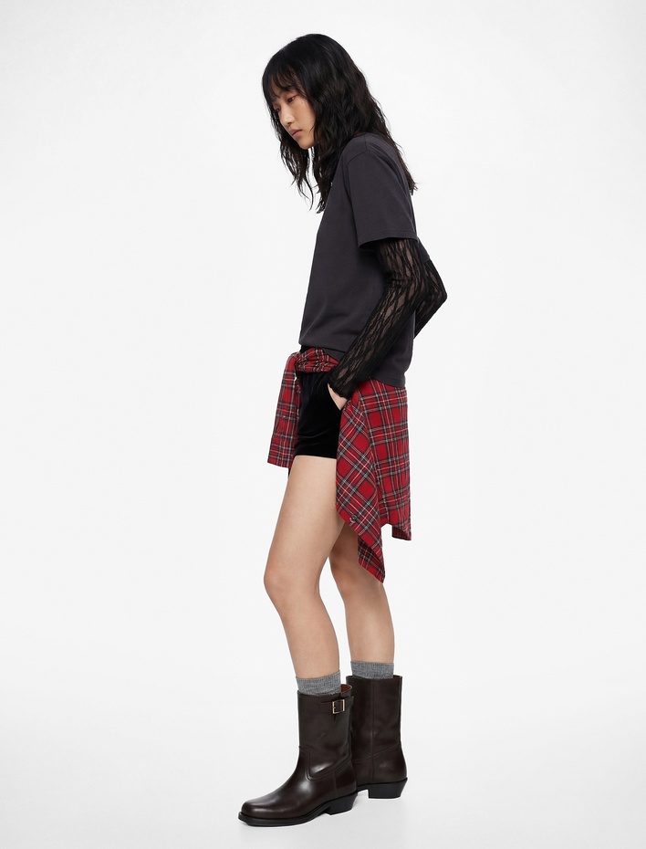  Rahat Kalıp Uzun Kollu Dantel Detaylı Bisiklet Yaka Tişört